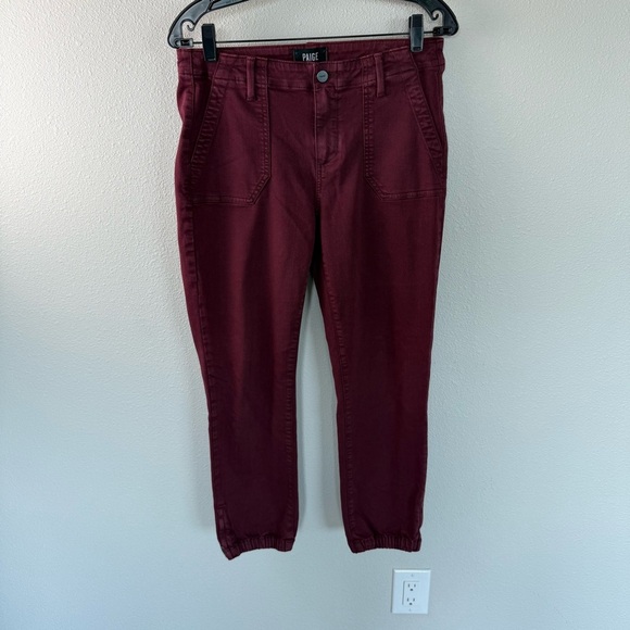 PAIGE Mayslie Jogger Pants Burgundy Spice Denim Casual Women’s Size 28 - Picture 4 of 13